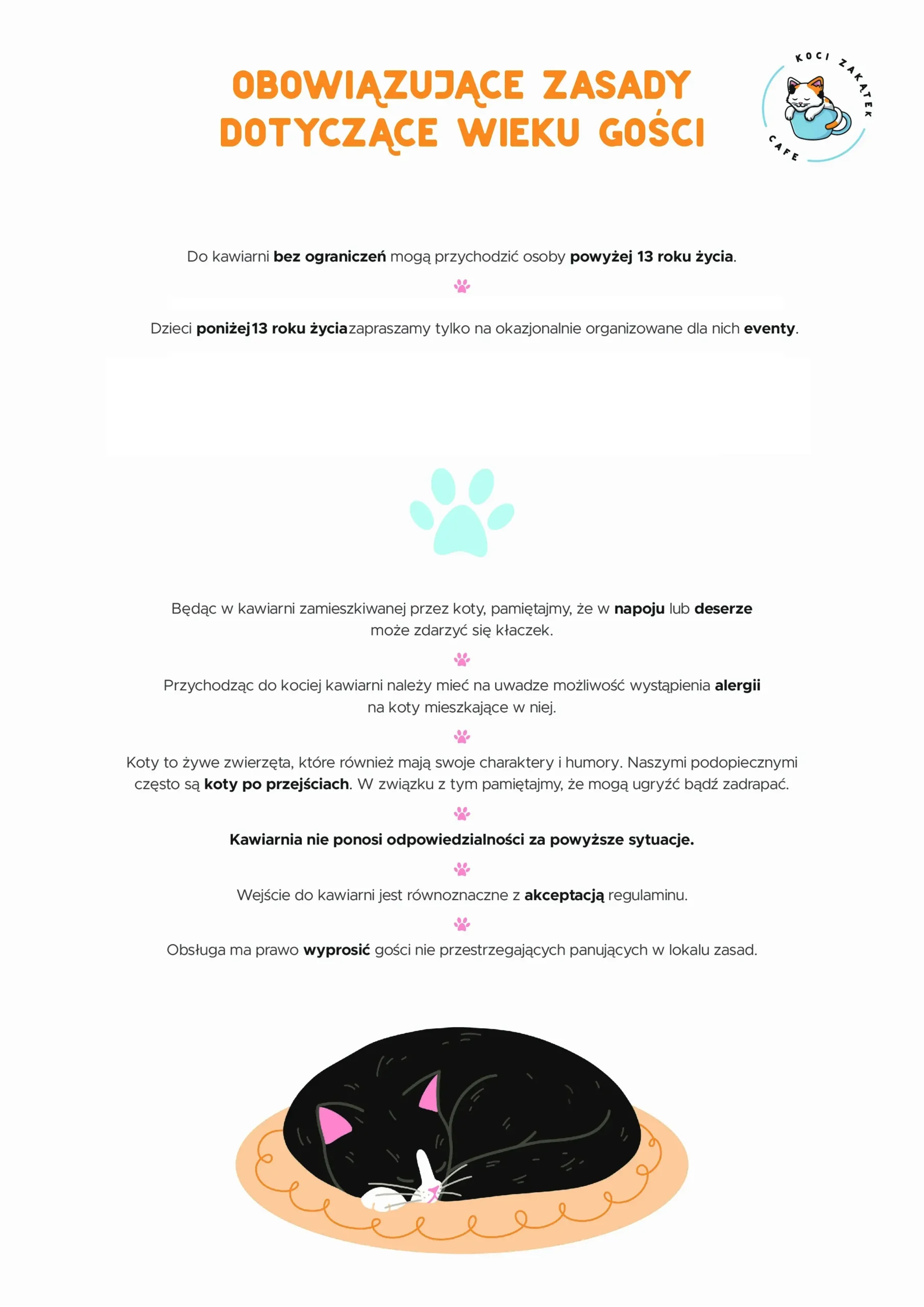 Regulamin Koci Zakątek Cafe – zasady wizyty strona 1