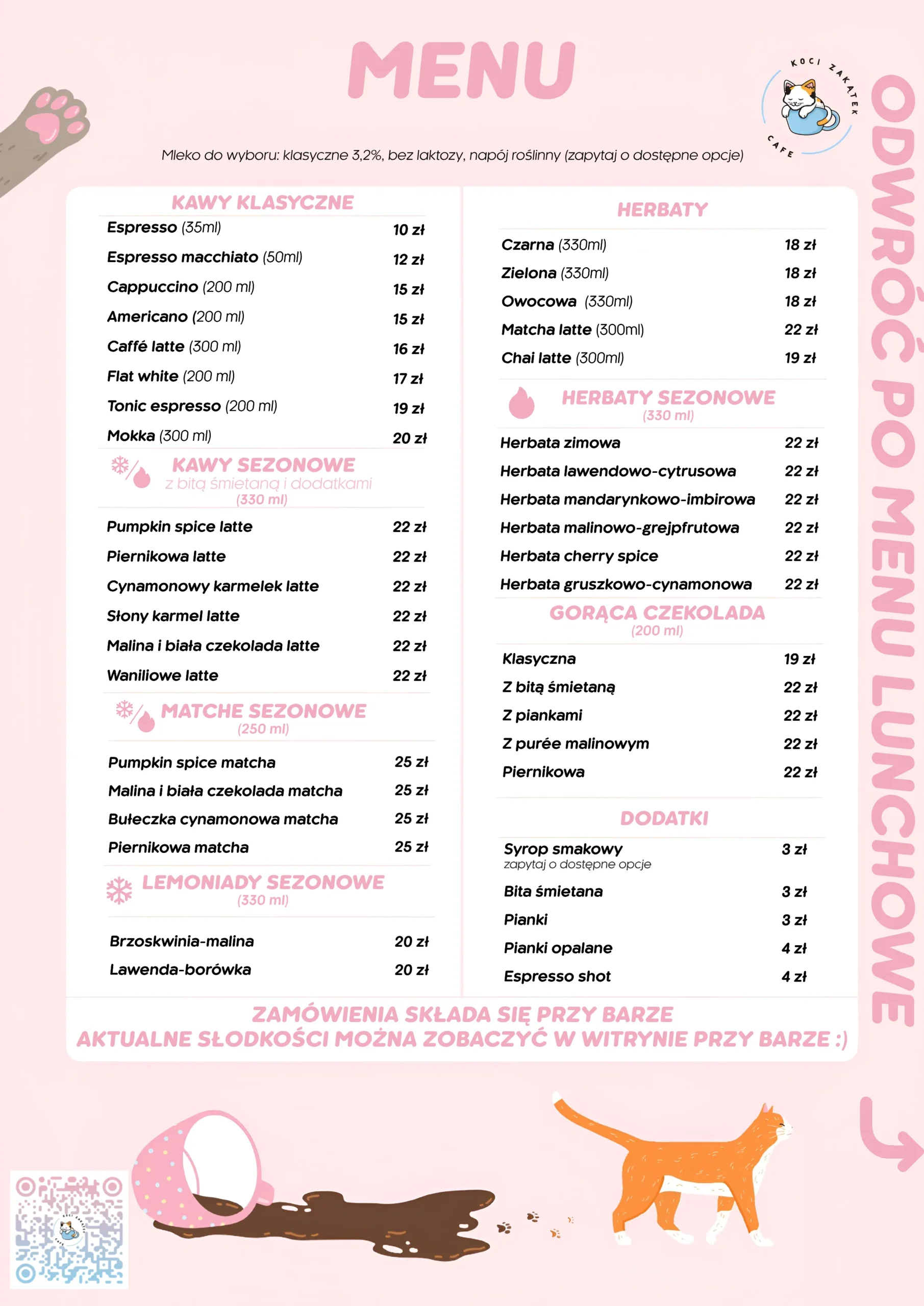 Speisekarte Koci Zakątek Cafe – Seite 1 (auf Polnisch)